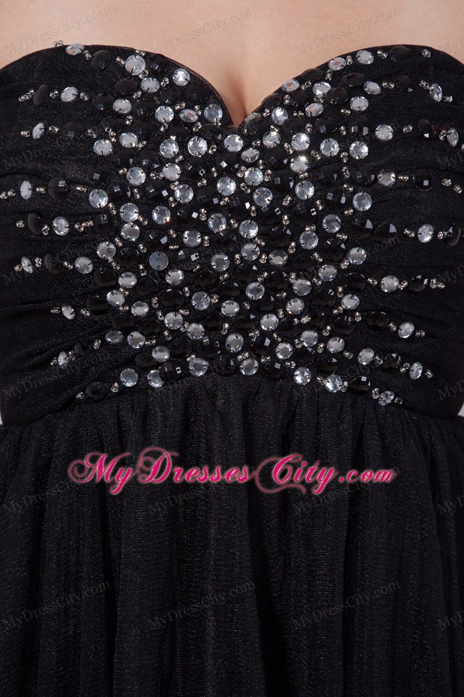 Princess Sweetheart Beading Black Party Dress Mini-length