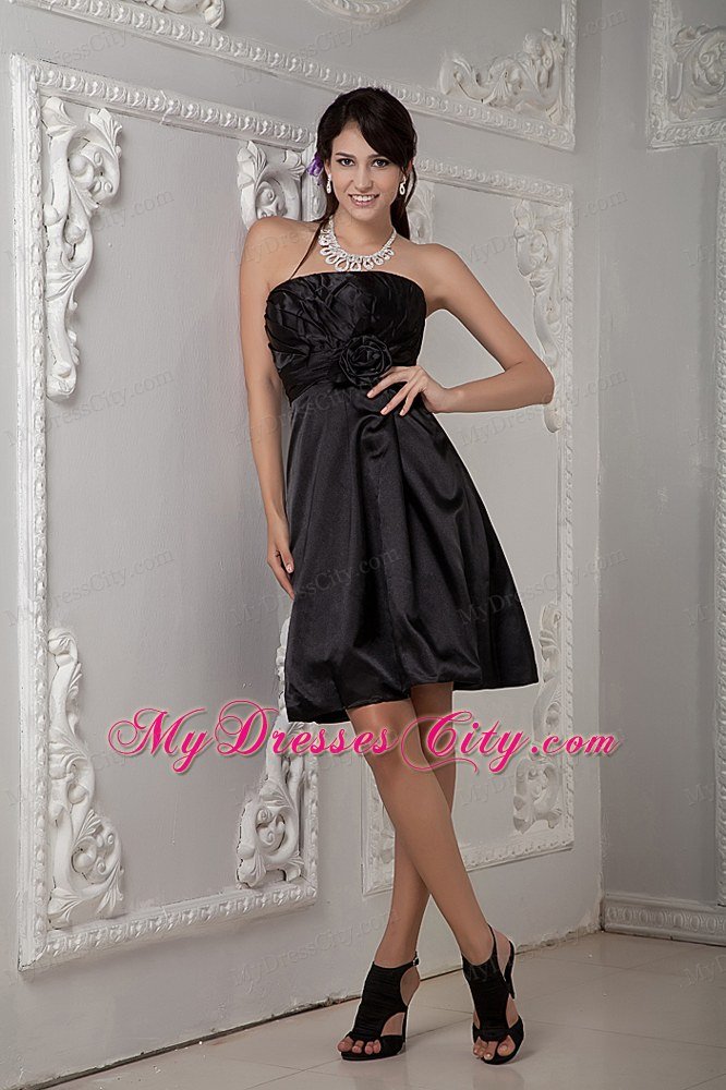 Strapless Ruched LBD Dress with Hand Made Flower for Girls