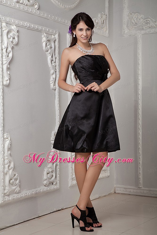 Strapless Ruched LBD Dress with Hand Made Flower for Girls