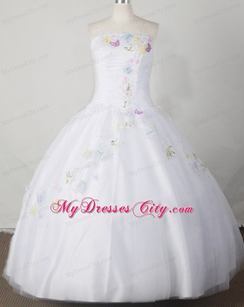 Colorful Embroidery Bodice Romantic Glitz Pageant Dress