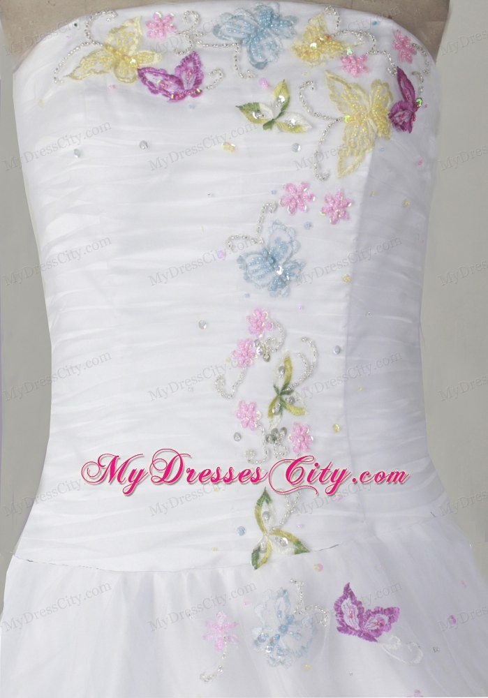 Colorful Embroidery Bodice Romantic Glitz Pageant Dress