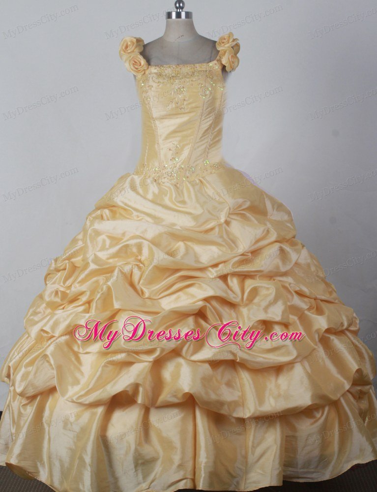 Beading Flowers Pick-ups Square Beauty Pageants Dresses