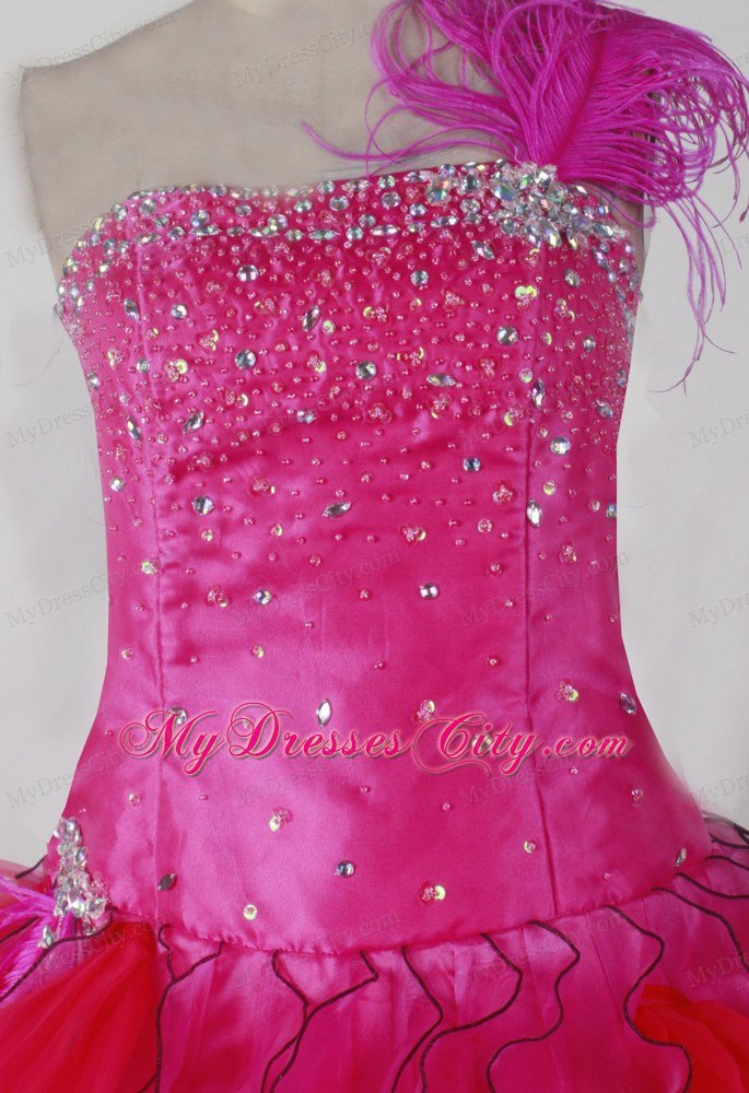 Strapless Little Girl Pageant Dress Characterized by Beaded Ruffles