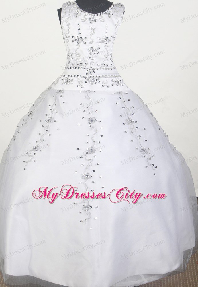 Beading Ball Gown Scoop with Straps Little Gril Pageant Dress