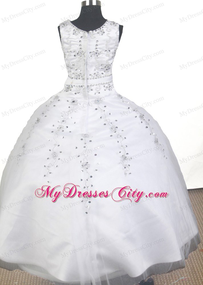 Beading Ball Gown Scoop with Straps Little Gril Pageant Dress