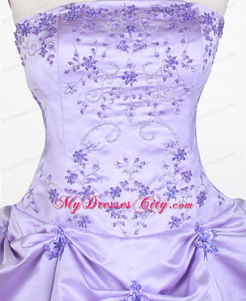 Embroidery Strapless Little Gril Pageant Dress With Pick-ups