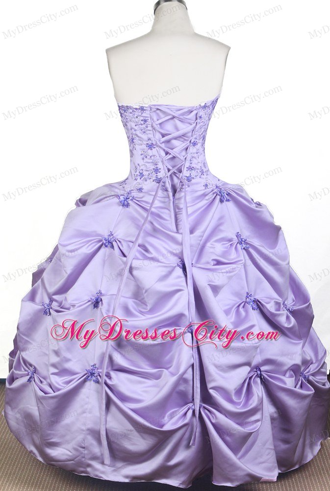 Embroidery Strapless Little Gril Pageant Dress With Pick-ups