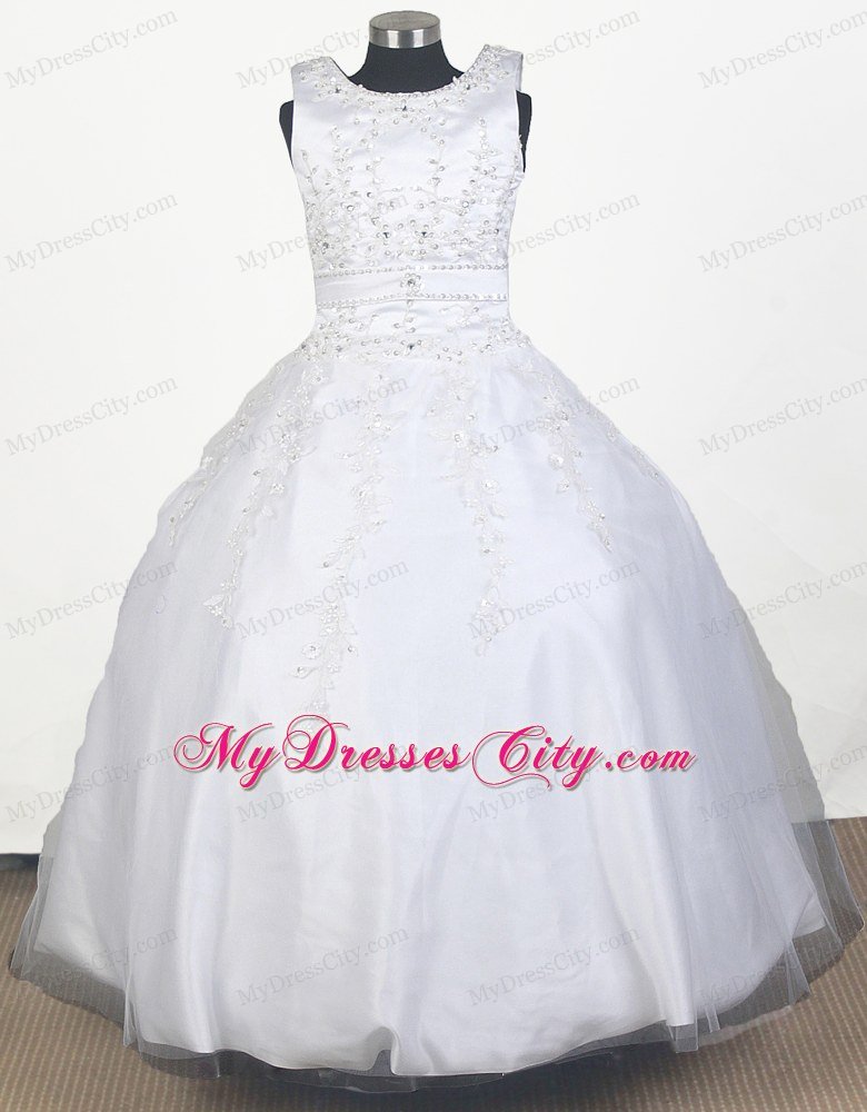 Scoop Beaded Embroidery Little Gril Pageant Dress in Ball Gown