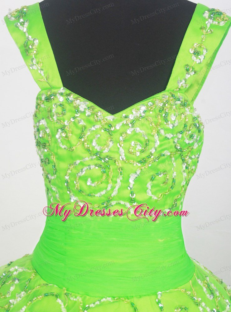 Spring Green Cheap Pageant Dresses for Juniors Embellshed Sash