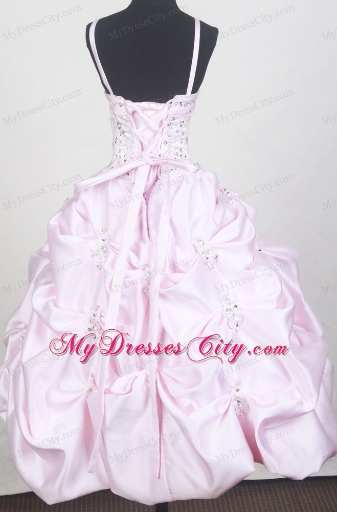 Beaded Bodice and Pick-ups Baby Pink Little Girl Pageant Dresses