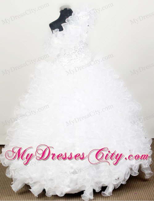 Snow White Waving Ruffles Little Girl Pageant Dresses