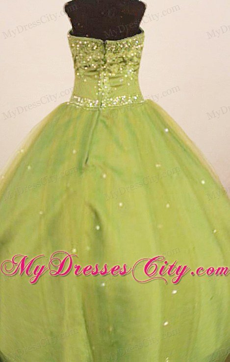 Olive Green Straps Appliques 2013 Little Girl Pageant Dresses