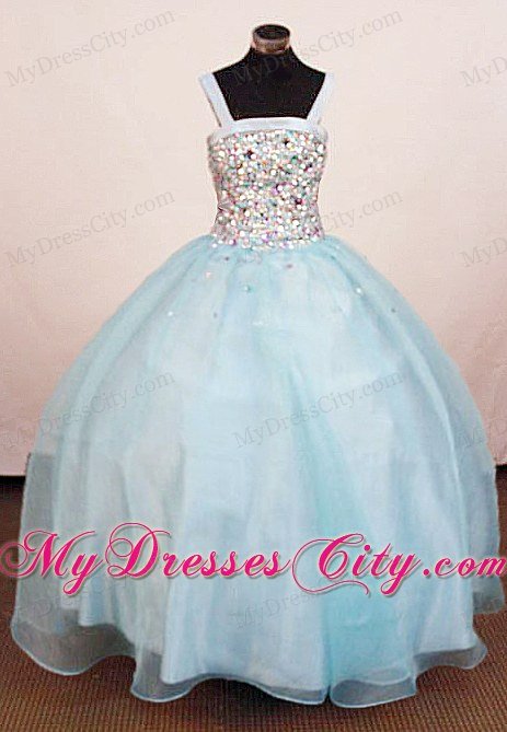 Colorful Beadingd Wide Straps Pageant Dresses for Lil Girls