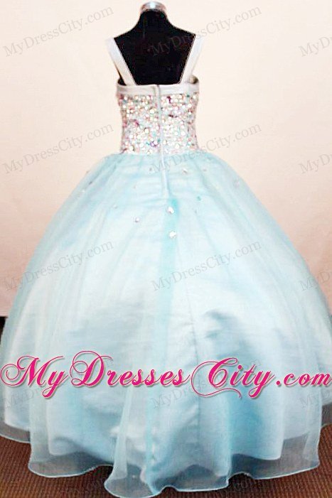 Colorful Beadingd Wide Straps Pageant Dresses for Lil Girls