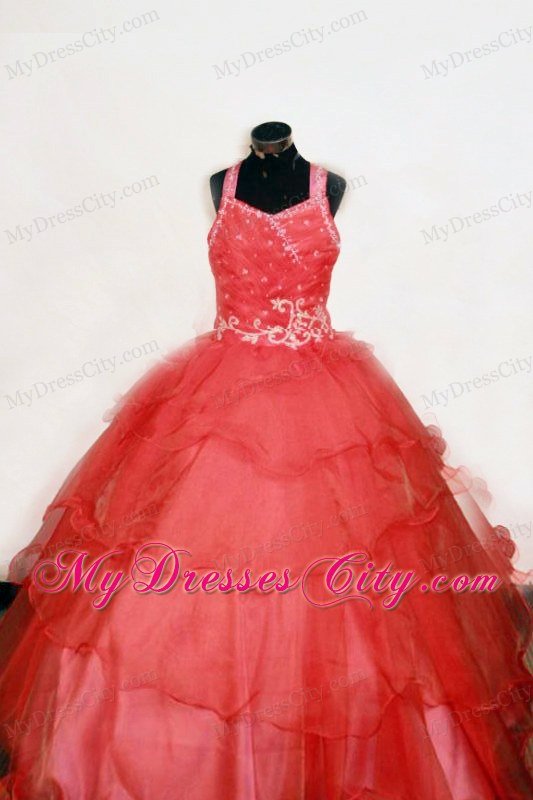 Straps Appliques Red Beading Layers Beauty Pageants Dresses