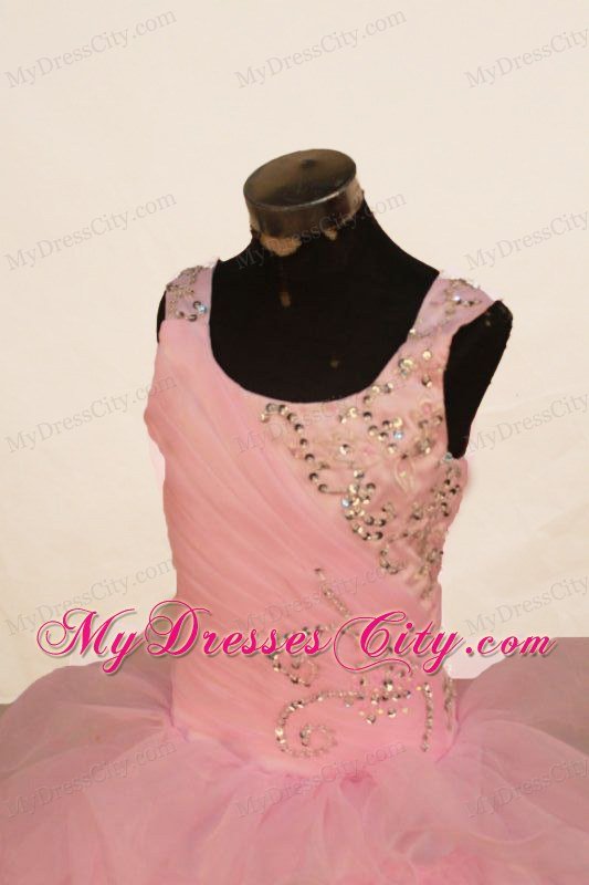 Light Pink Beading Pageant Dresses for Little Girls with Straps