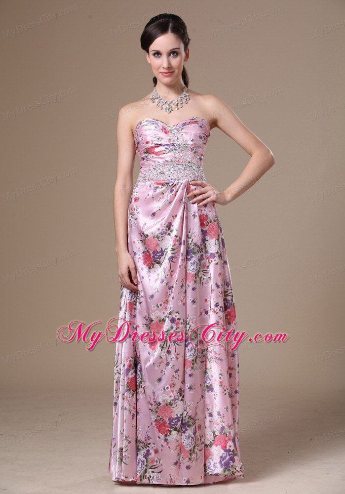 Beaded Sweetheart 2013 Printed Prom Maxi Dress Floor-length