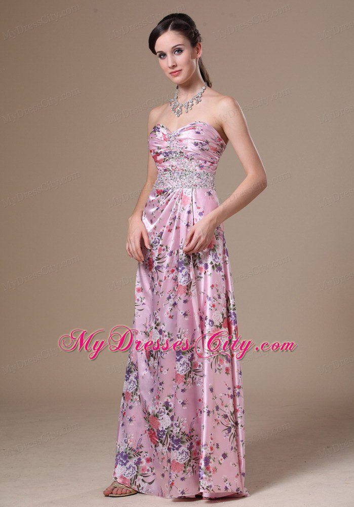 Beaded Sweetheart 2013 Printed Prom Maxi Dress Floor-length