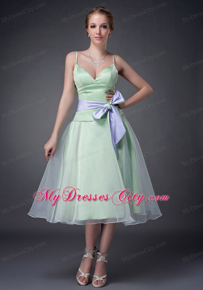 Colorful Bowknot Spaghetti Straps Prom Dresses for Party