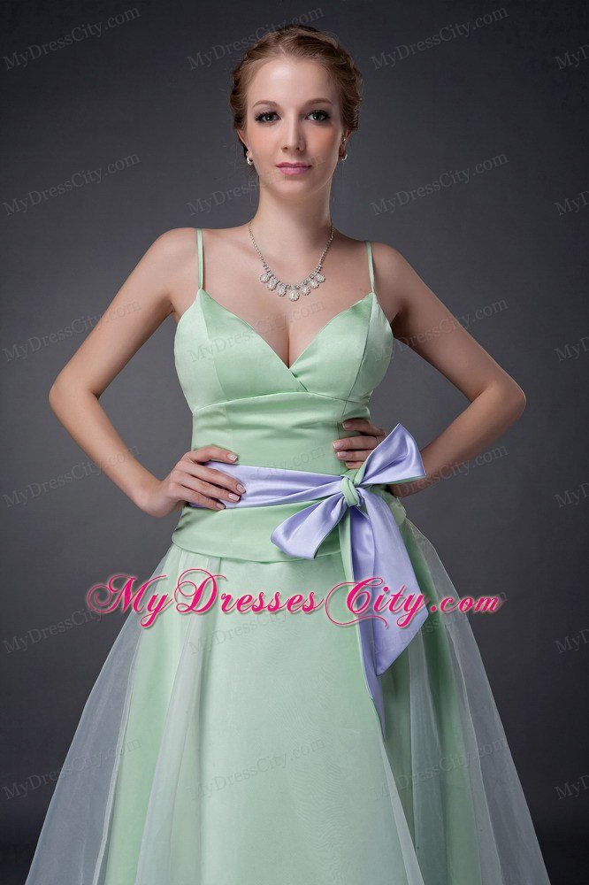 Colorful Bowknot Spaghetti Straps Prom Dresses for Party