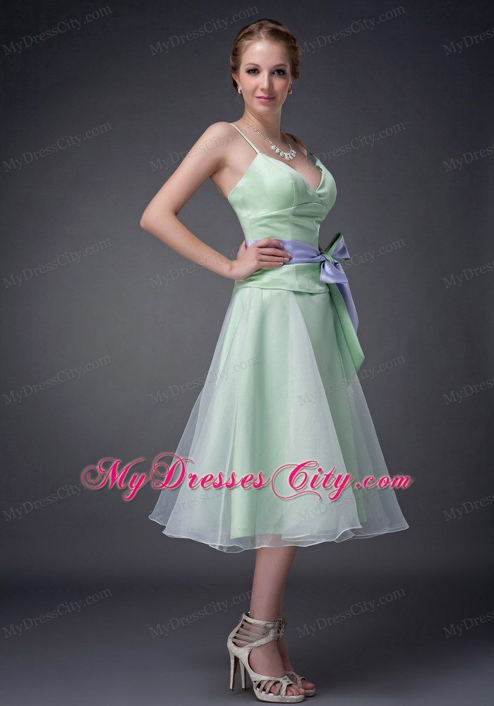 Colorful Bowknot Spaghetti Straps Prom Dresses for Party