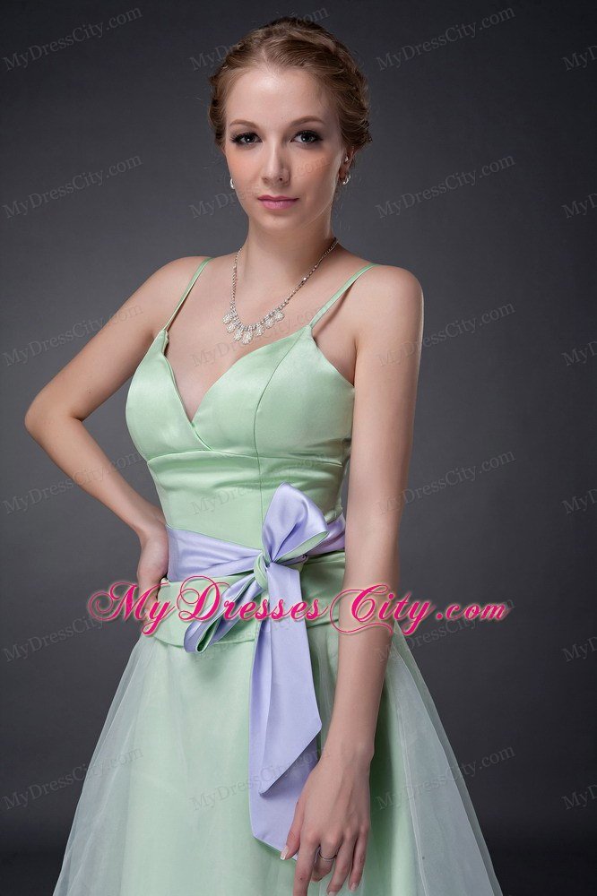 Colorful Bowknot Spaghetti Straps Prom Dresses for Party