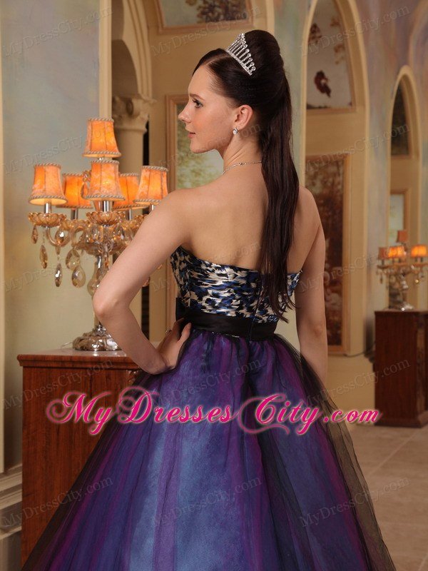 Leopard Purple Sweetheart Organza Sahed Beading Prom Dress