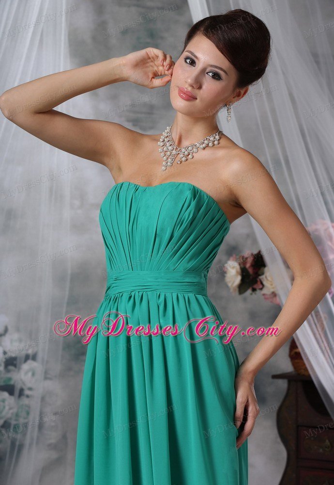 Ruched Brush Train Turquoise Plus Size Prom Dress 2013 Chiffon