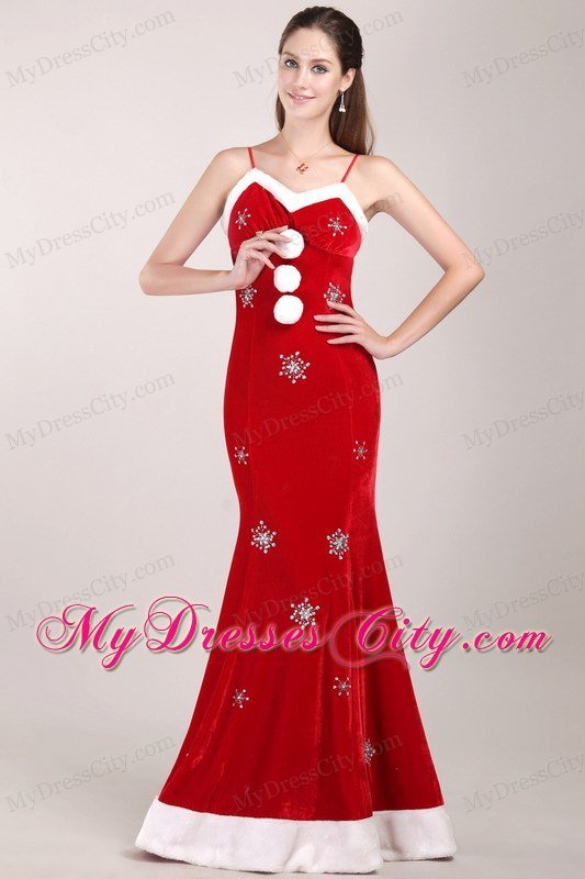 White and Red Mermaid Beaded Prom Gown with Detachable Straps