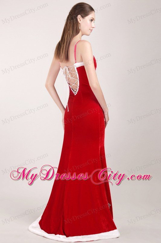 White and Red Mermaid Beaded Prom Gown with Detachable Straps