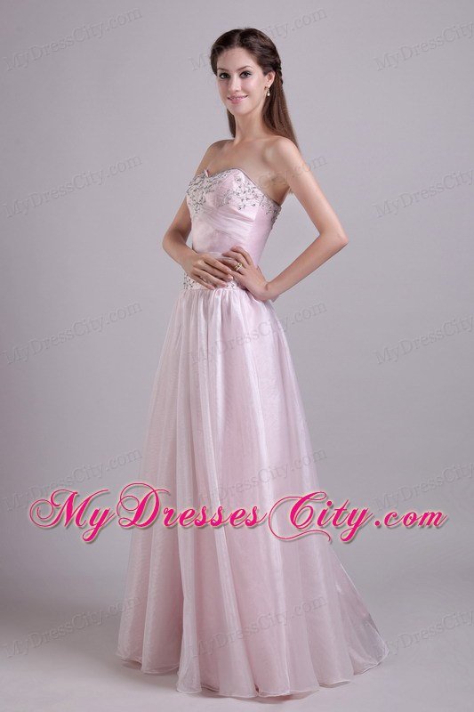 Empire Sweetheart Floor-length Beading Prom Dress in Baby Pink