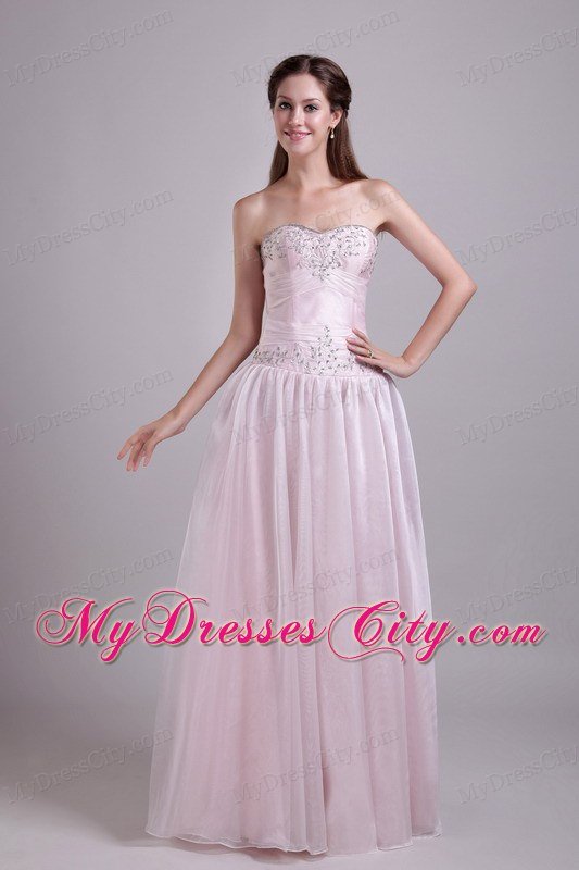 Empire Sweetheart Floor-length Beading Prom Dress in Baby Pink