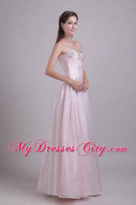 Empire Sweetheart Floor-length Beading Prom Dress in Baby Pink