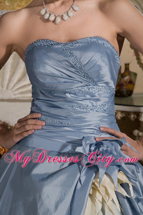 Light Blue and Light Yellow Quinceanera Dress for Prom Beading