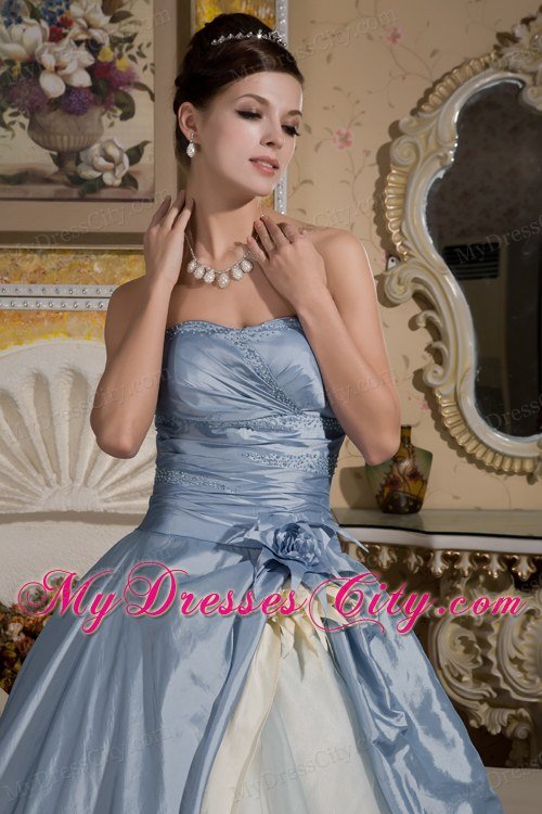 Light Blue and Light Yellow Quinceanera Dress for Prom Beading