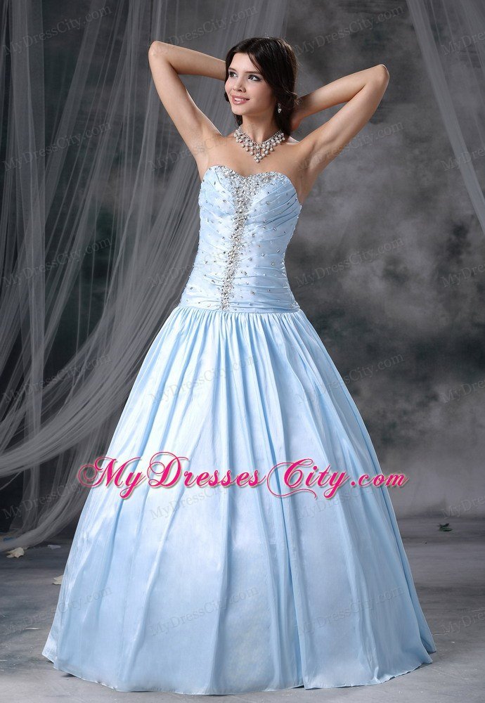 Beading A-line Sweetheart Light Blue Quinceanera Dress for Prom