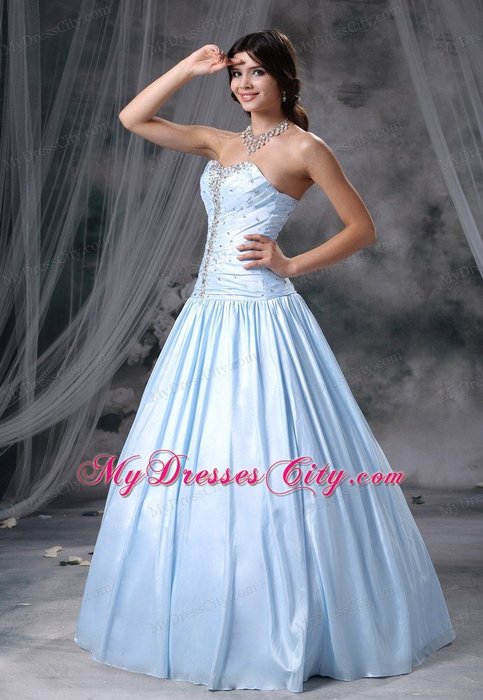 Beading A-line Sweetheart Light Blue Quinceanera Dress for Prom