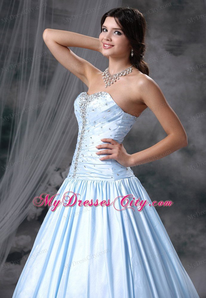 Beading A-line Sweetheart Light Blue Quinceanera Dress for Prom