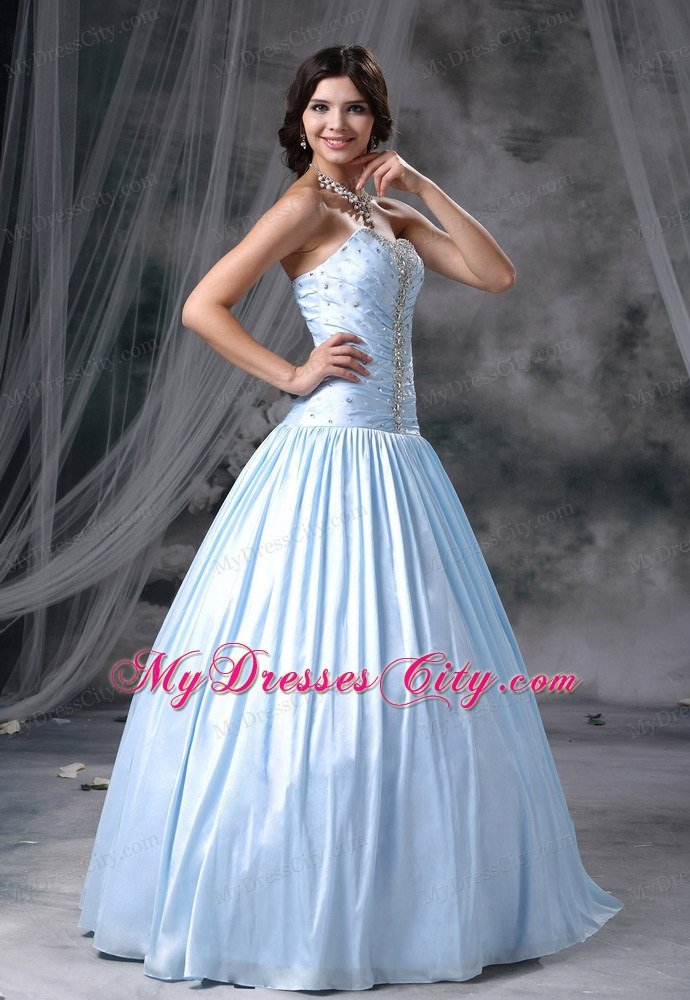 Beading A-line Sweetheart Light Blue Quinceanera Dress for Prom