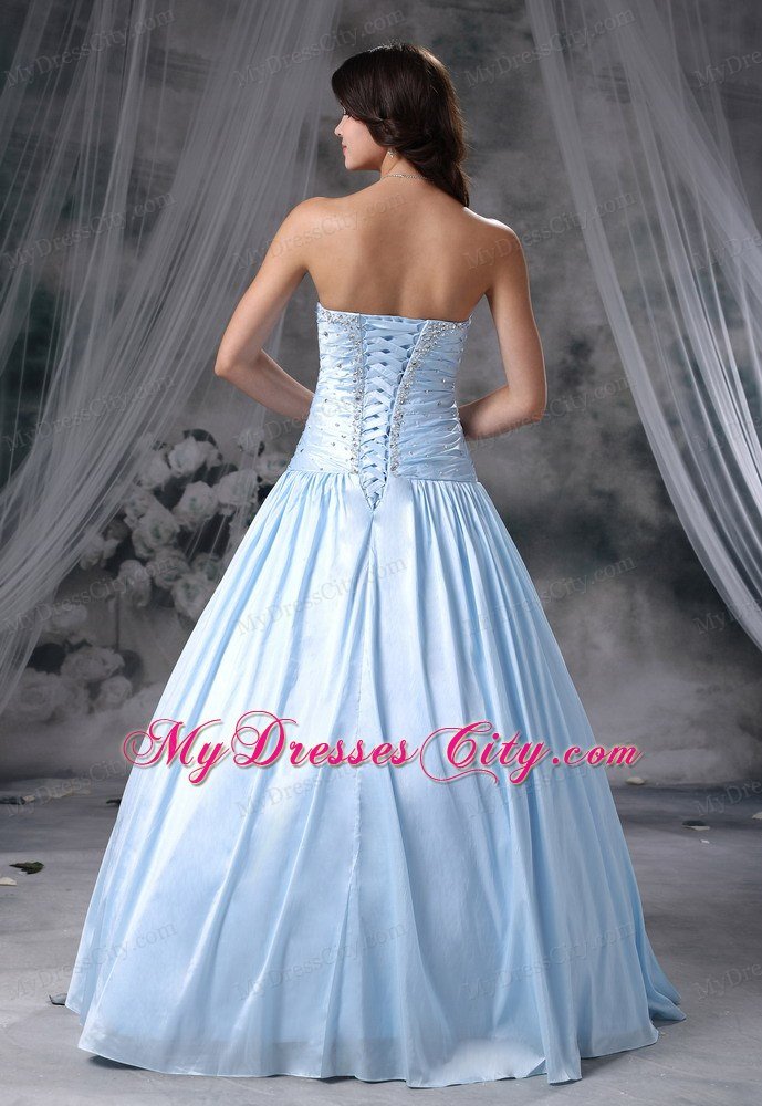 Beading A-line Sweetheart Light Blue Quinceanera Dress for Prom