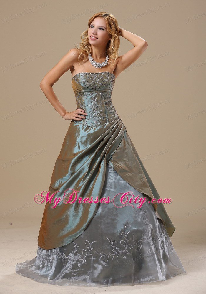 Cheap A-line Embroidery with Beading Taffeta 2013 Prom Gowns