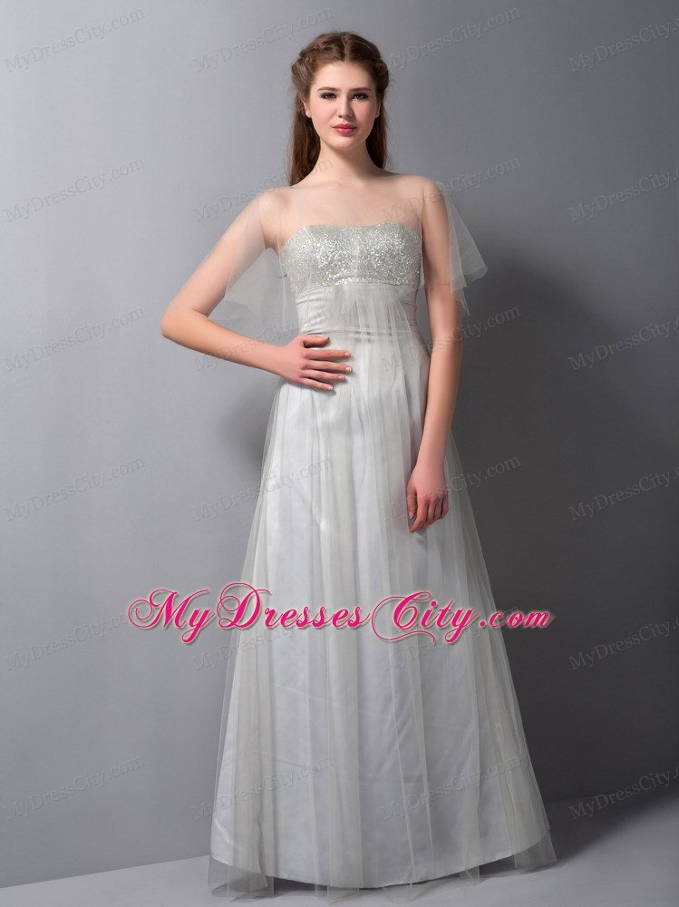 Tulle Sequins A-line Strapless Cheap Prom Dress for Women