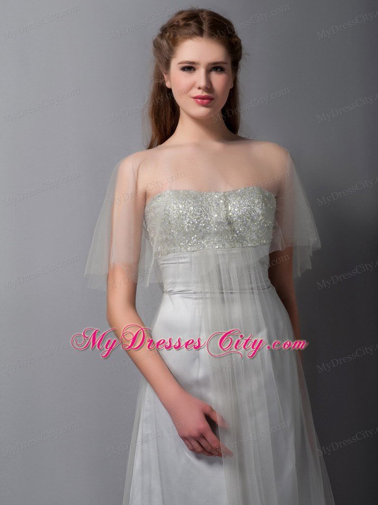 Tulle Sequins A-line Strapless Cheap Prom Dress for Women