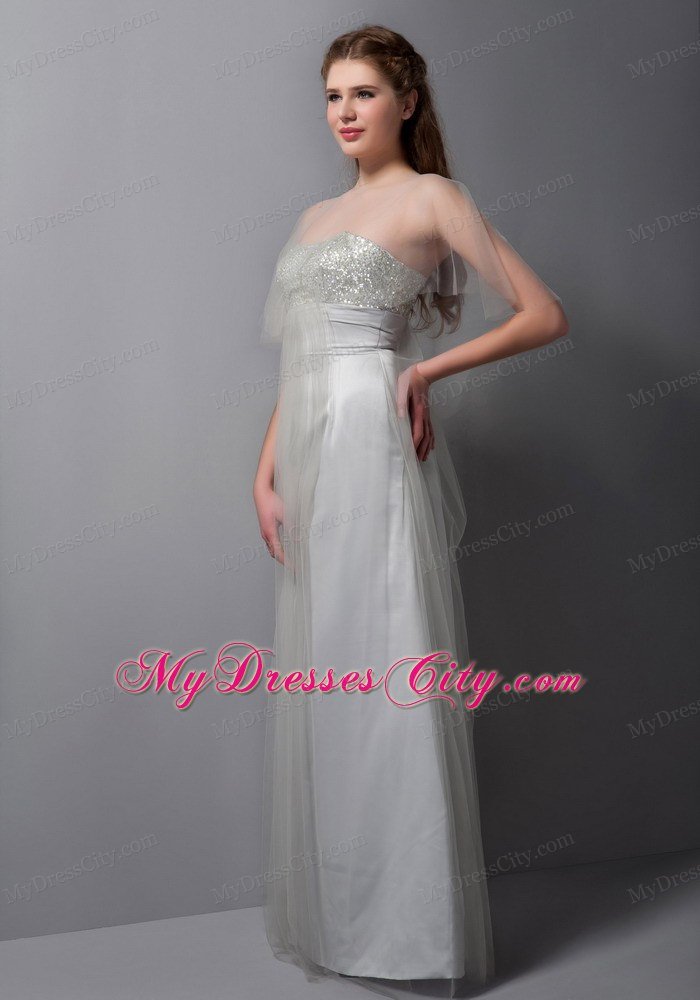 Tulle Sequins A-line Strapless Cheap Prom Dress for Women