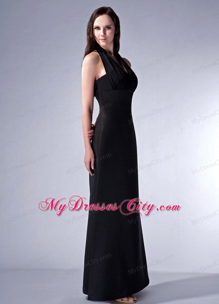 Simple Ankle-length Halter Chiffon and Satin Prom Dresses for Women