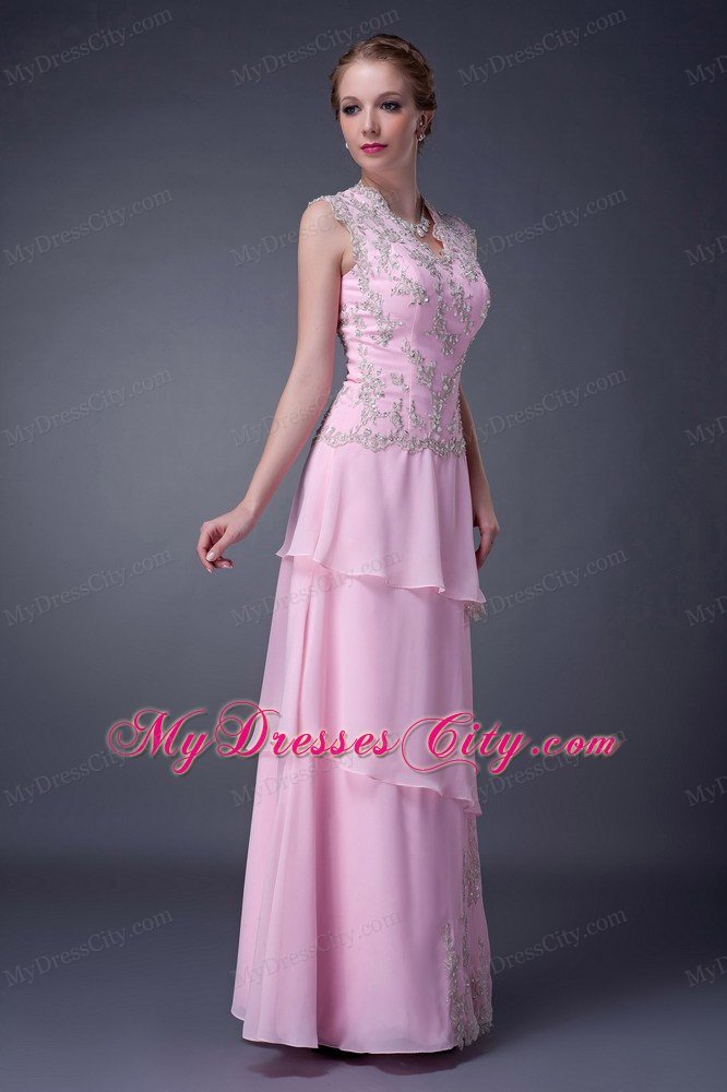 Beaded Chiffon Prom Dress with Cool Neck and Peekaboo Keyhole Back