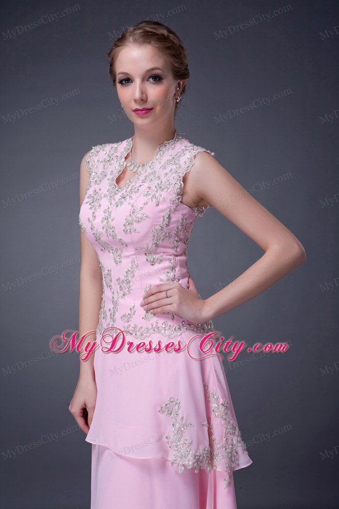 Beaded Chiffon Prom Dress with Cool Neck and Peekaboo Keyhole Back