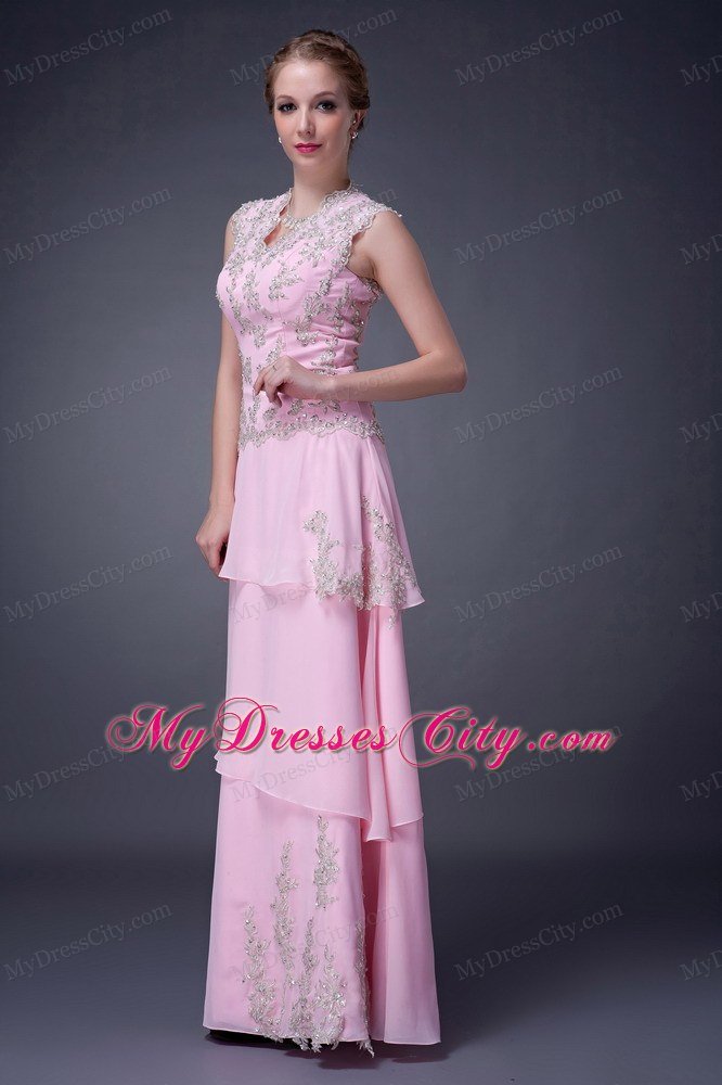 Beaded Chiffon Prom Dress with Cool Neck and Peekaboo Keyhole Back