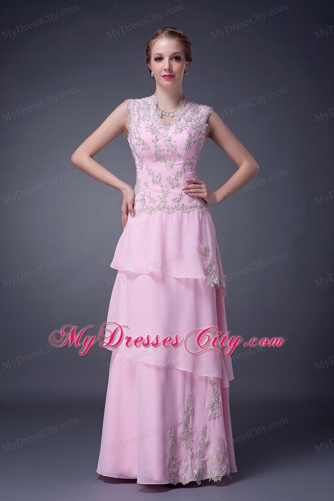 Beaded Chiffon Prom Dress with Cool Neck and Peekaboo Keyhole Back