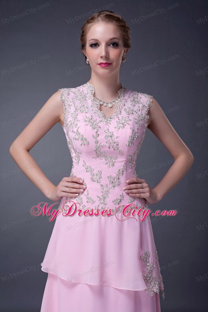 Beaded Chiffon Prom Dress with Cool Neck and Peekaboo Keyhole Back